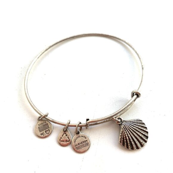 Alex and Ani Sea Shell Charm Bracelet Silver Finish - Expands 2"-3.5” - Picture 1 of 2